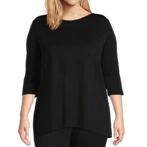 NWT Bryn Walker Piera Ponti Shirt 3XL Elbow Sleeve Crew Neck Black ~ Retail $138